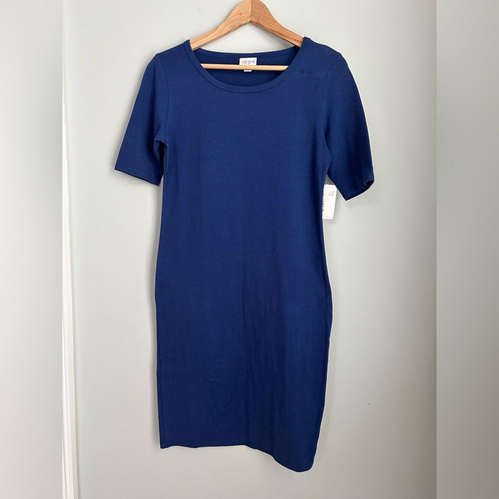 LuLaRoe Julia Dress Royal Blue Short Sleeve Size Small / 2 - 4 ‎ Bodycon NWT